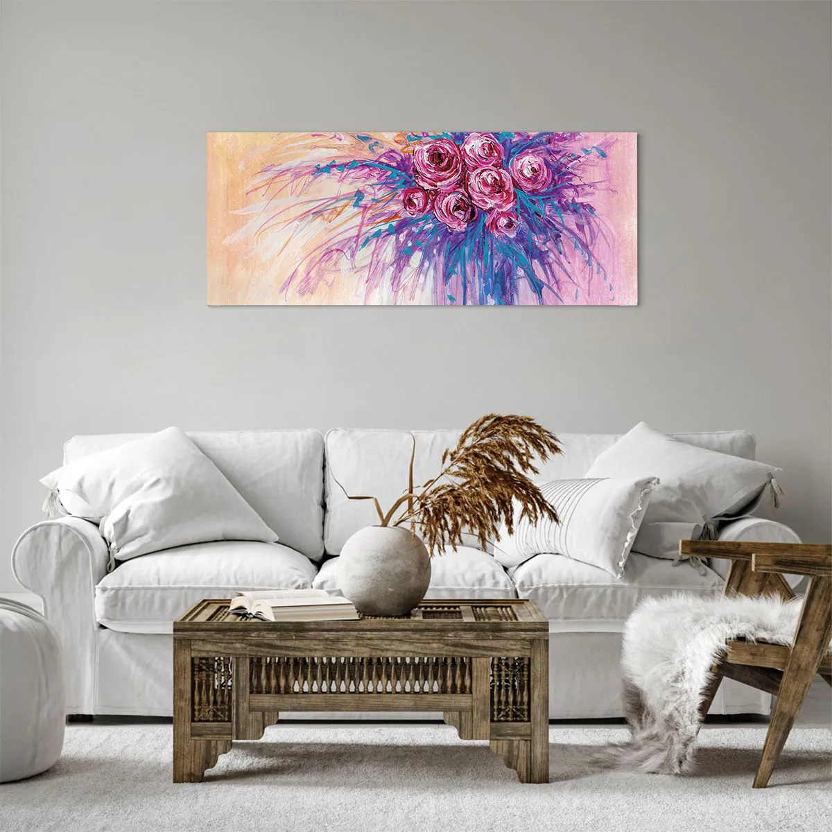 Vászonkép - Rózsaszín szökőkút - 100x40 cm