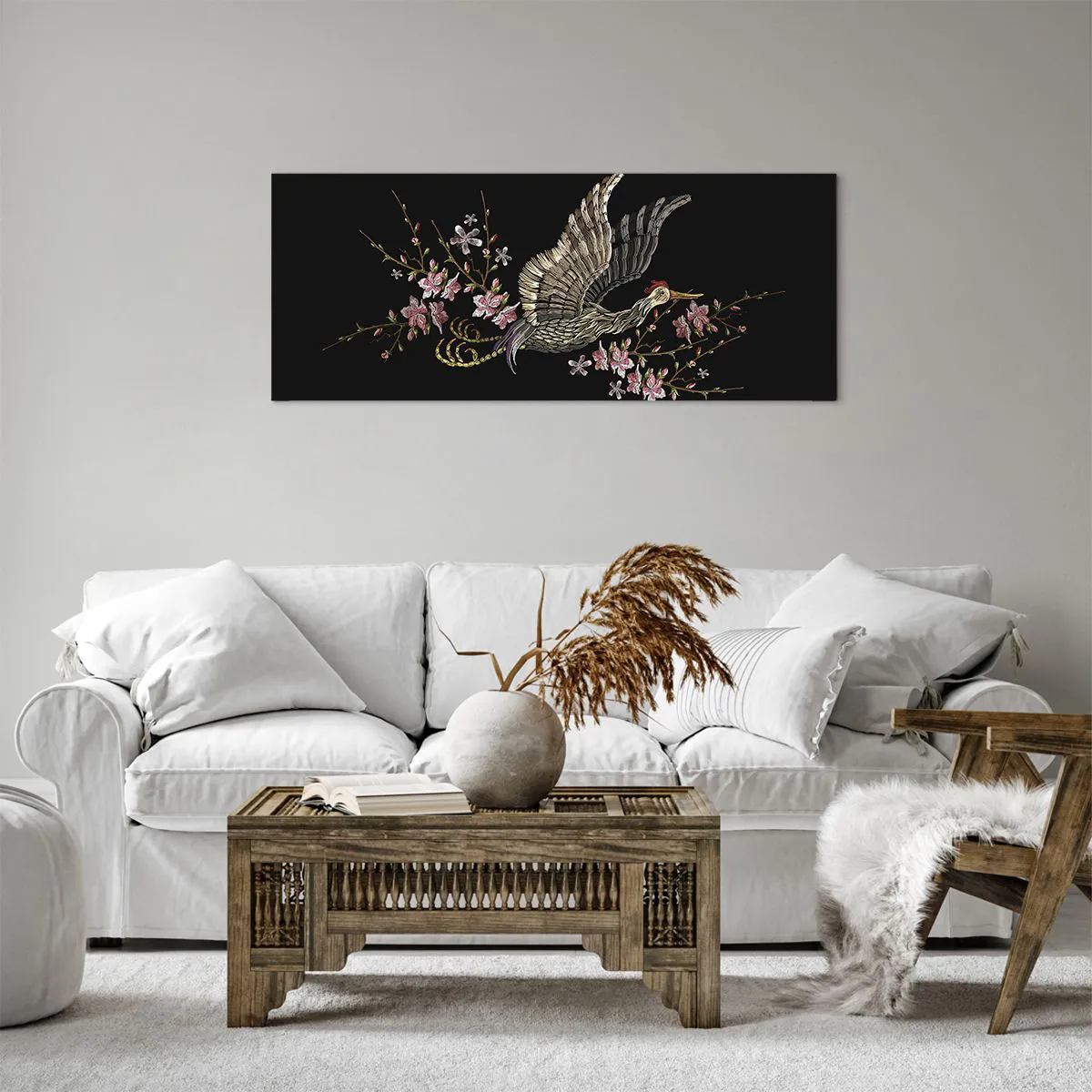 Canvas picture - Exotic, Embroidered Bird - 100x40 cm