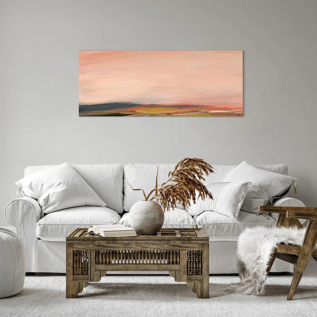 Lærredstryk - Billede på lærred - I lyserøde toner - 100x40 cm