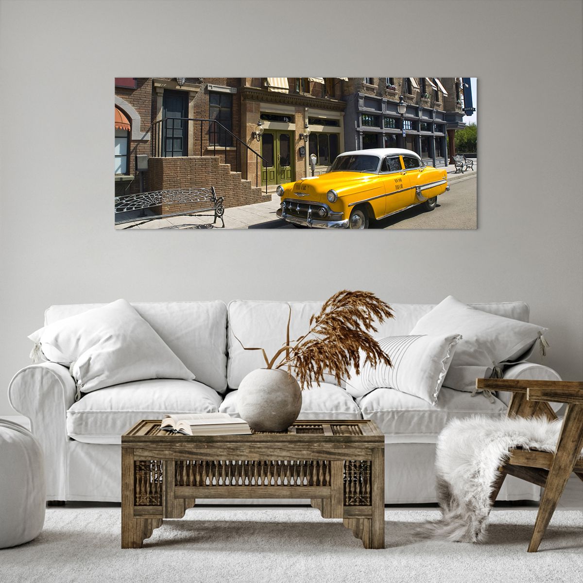Bild auf Leinwand Stadt, Bild auf Leinwand Taxi, Bild auf Leinwand New York, Bild auf Leinwand Oldtimer, Bild auf Leinwand Die Architektur