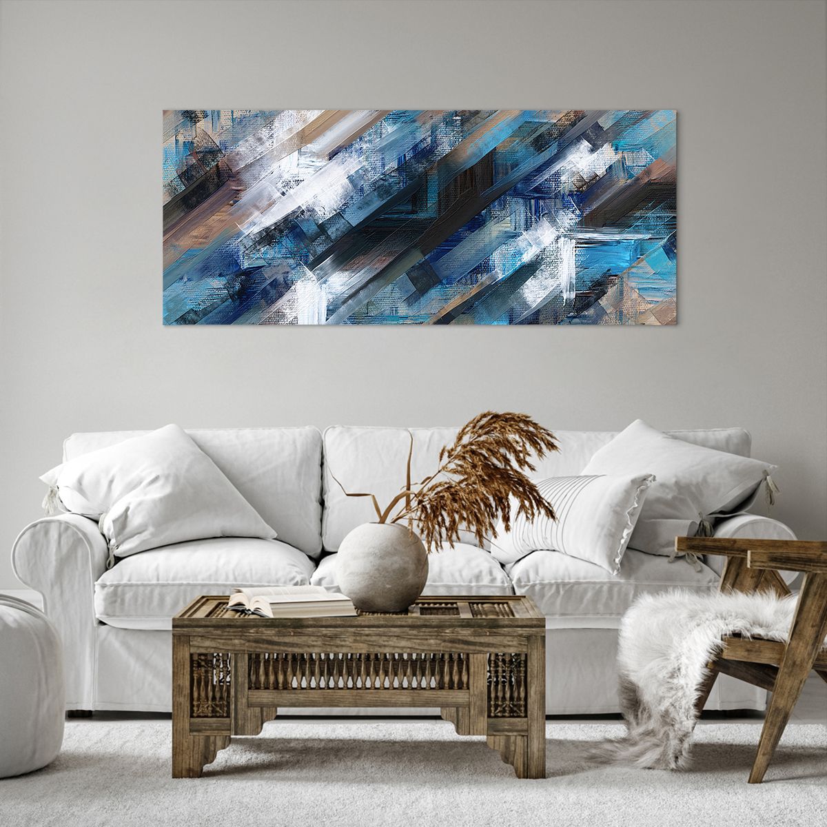 Peinture Toile Cadre Bois 120x50cm Tableau Abstrait Moderne - Cadre Bois 120x50 Cm - Décor Salon Vert Et Doré - FajerminArt Art Mural Cadre Bois