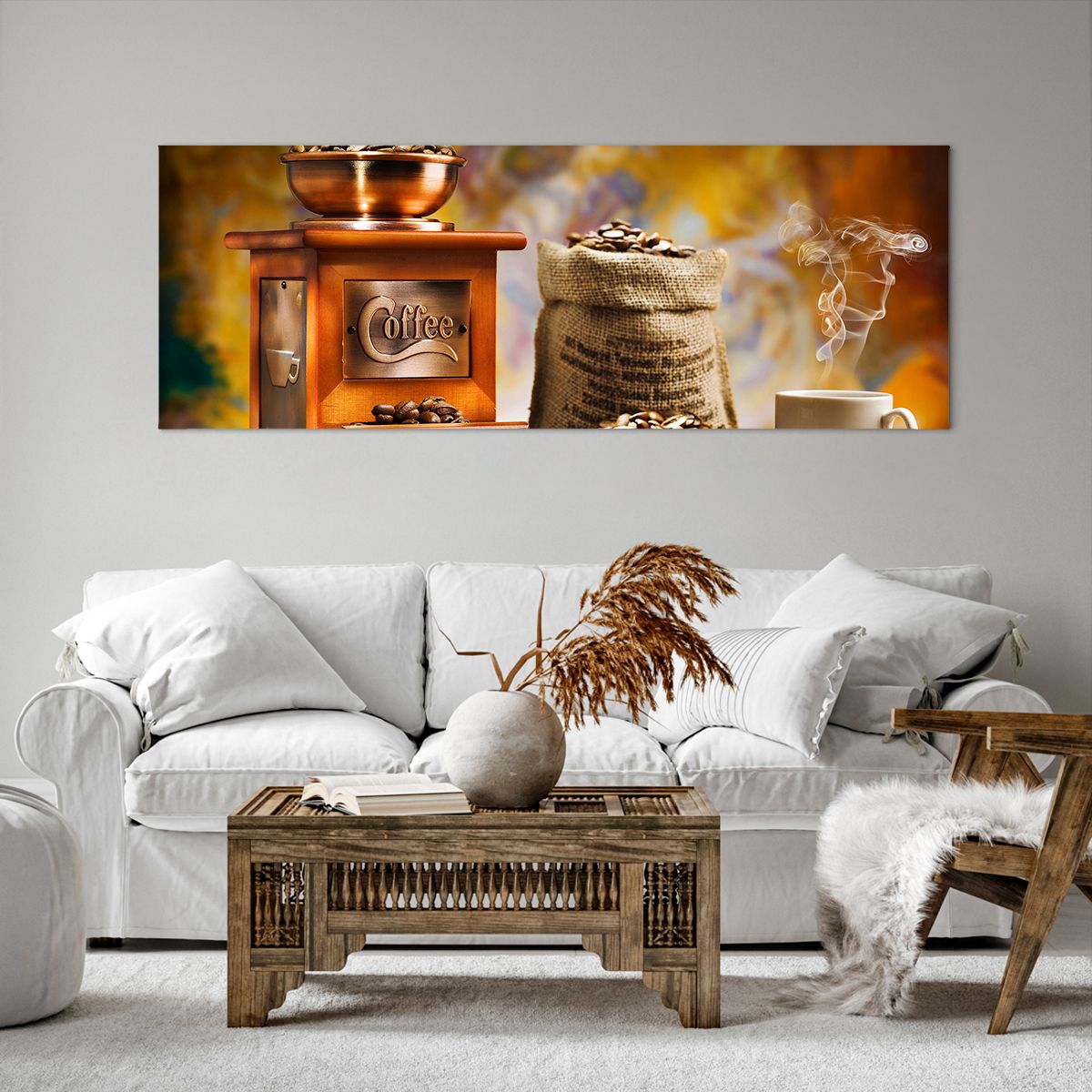 Bild auf Leinwand Gastronomie, Bild auf Leinwand Kaffee, Bild auf Leinwand Kaffeemühle, Bild auf Leinwand Espresso-Aroma, Bild auf Leinwand Kaffeebohnen