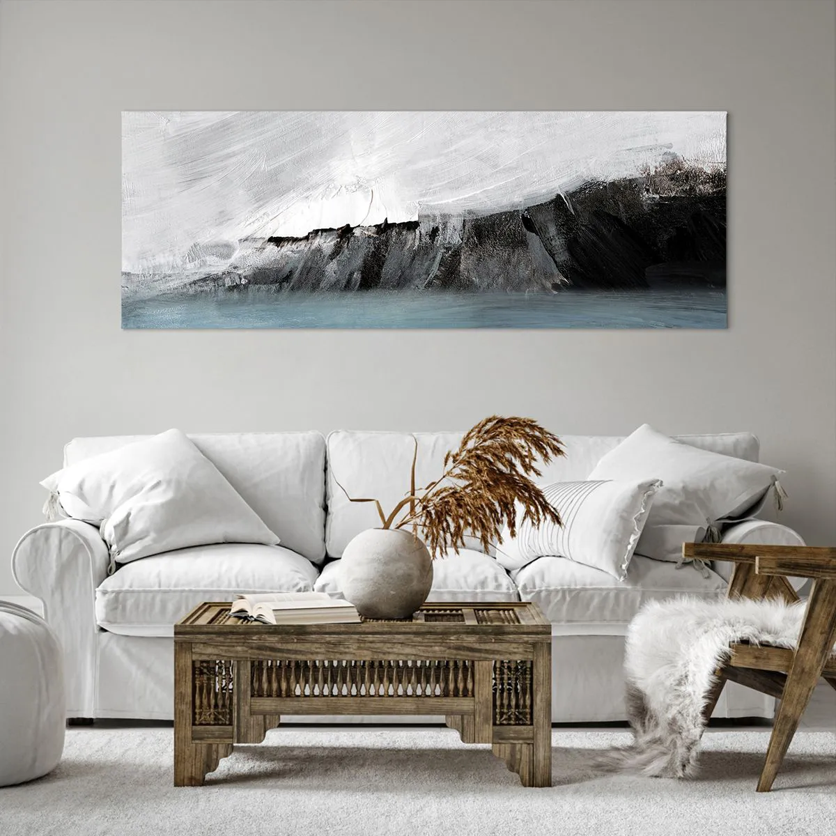 Canvastavla - Bild på duk - Vatten - jord: en krock mellan elementen - 140x50 cm