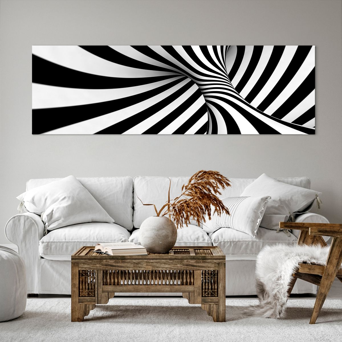 Impression sur toile Abstraction, Impression sur toile 3D, Impression sur toile Noir Et Blanc, Impression sur toile Vortex, Impression sur toile Spirale