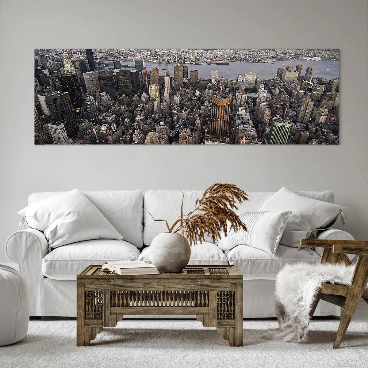 Impression sur toile - Image sur toile - Vue de la métropole avec le soleil couchant - 160x50cm - Le cœur battant de notre époque - Décoration murale moderne pour le salon et la chambre ARTTOR