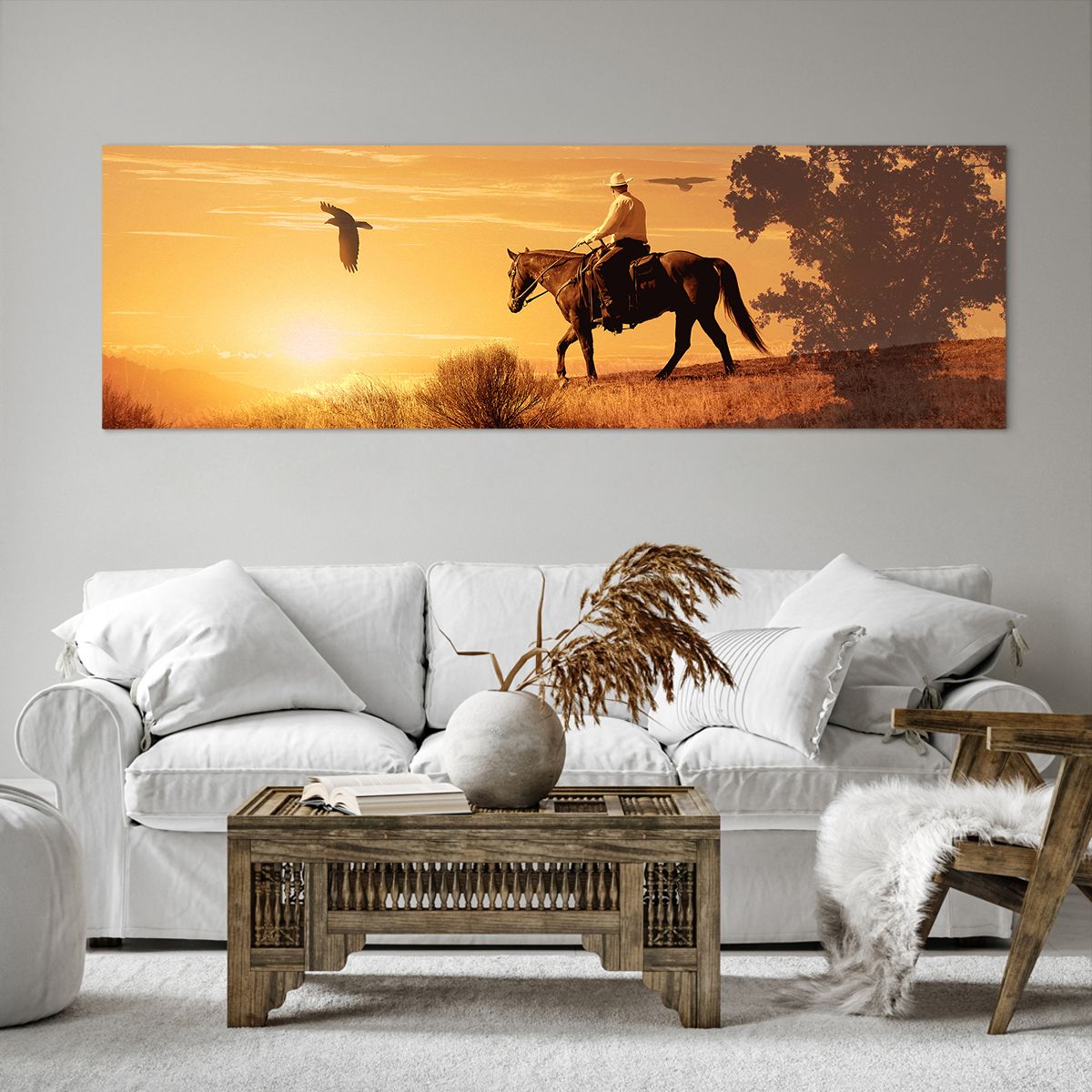 Obrazy na płótnie Koń, Obrazy na płótnie Kowboj, Obrazy na płótnie Krajobraz, Obrazy na płótnie Ptaki, Obrazy na płótnie Zachód Słońca