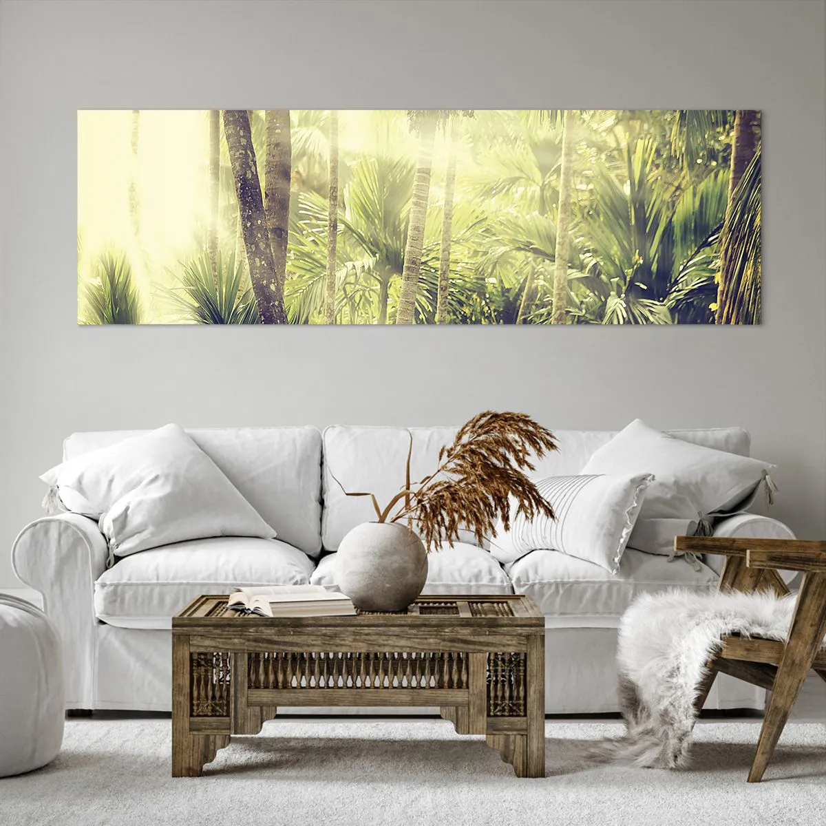 Lærredstryk - Billede på lærred - I grønne gløder - 160x50 cm