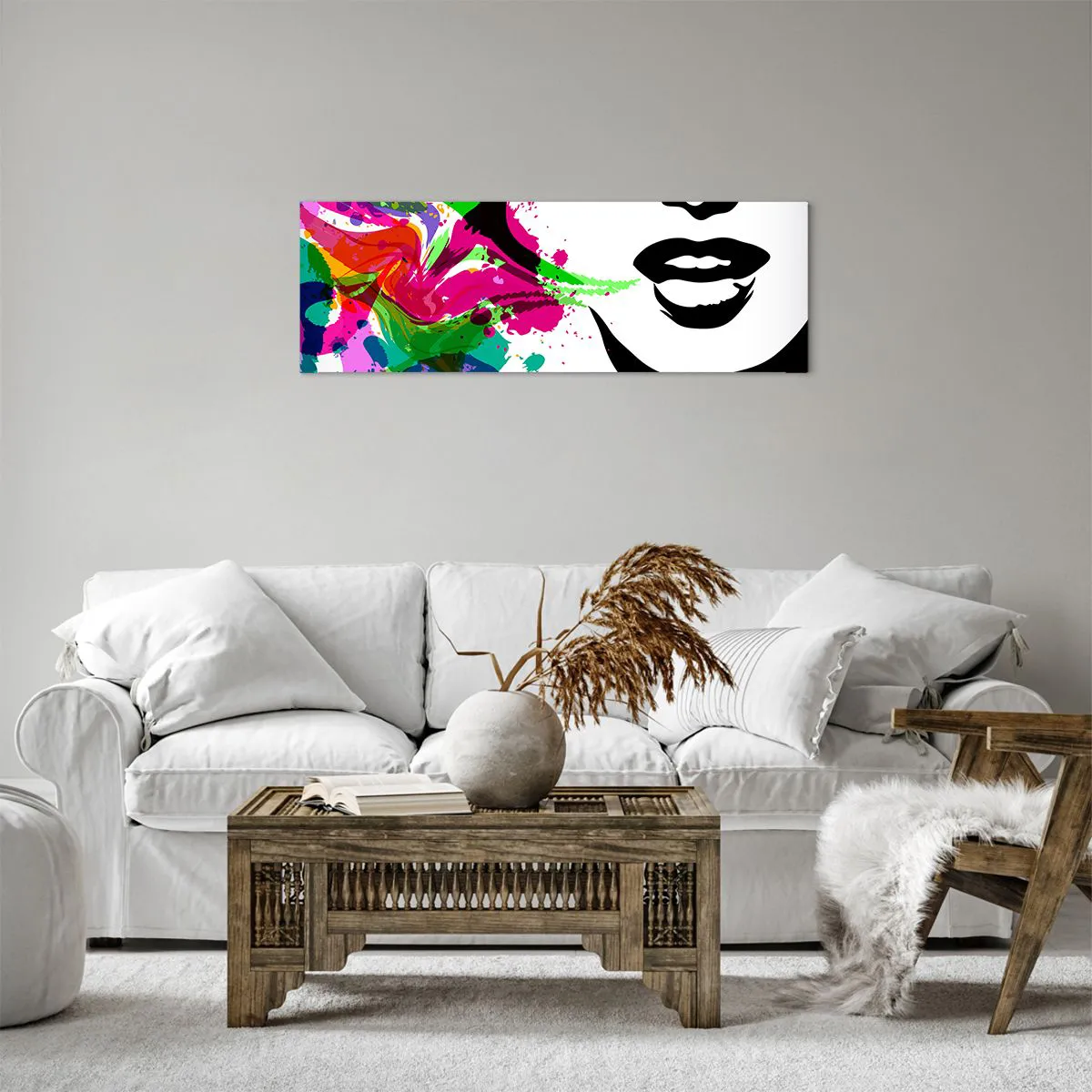 Tablou pe pânză - O poveste în culorile curcubeului - 90x30 cm