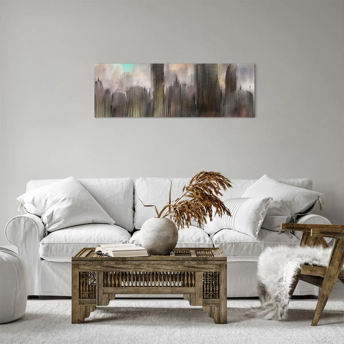 Impression sur toile - Image sur toile - Une composition d'acier, de pierre et de brouillard - 90x30 cm