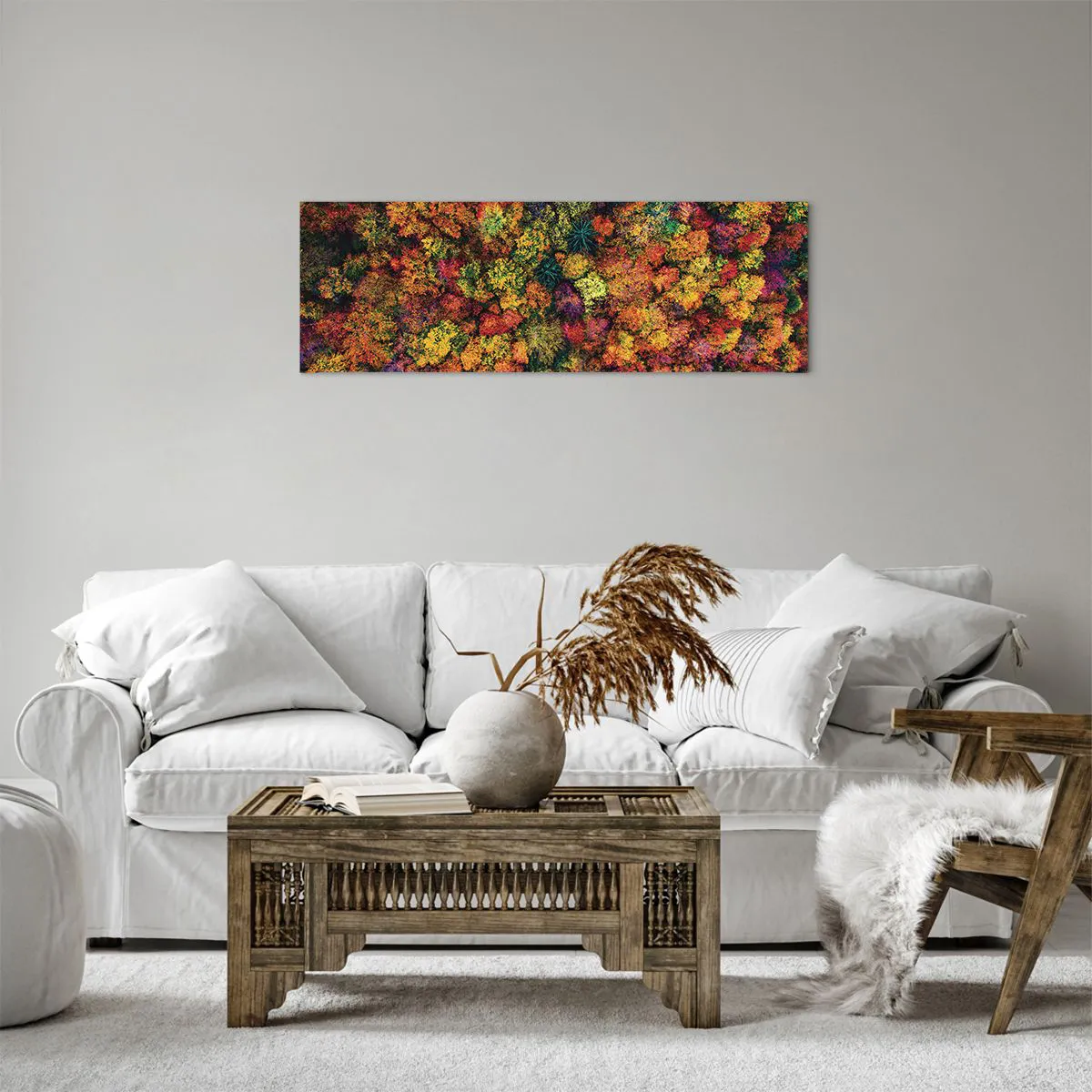 Canvas picture - Bouquet of Autumn Flowers - 90x30 cm