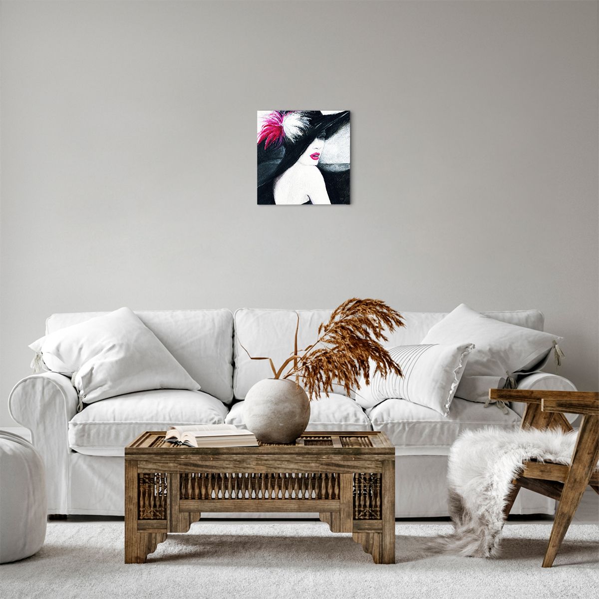 Quadro su tela Donna Con Cappello, Quadro su tela Volto Di Donna, Quadro su tela Labbra Rosse, Quadro su tela Arte, Quadro su tela Arte Moderna
