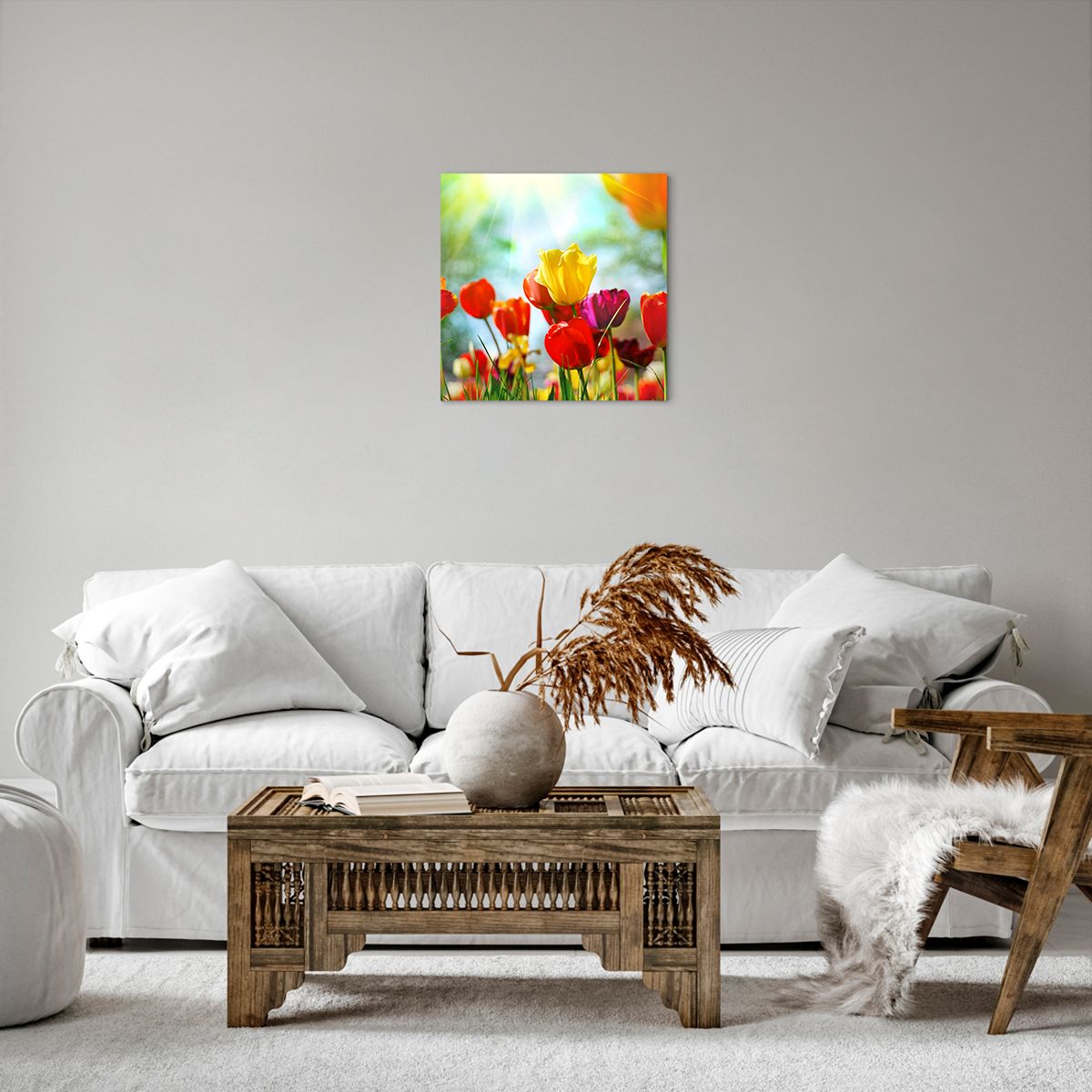 Bild auf Leinwand Tulpen, Bild auf Leinwand Blumen, Bild auf Leinwand Wiese, Bild auf Leinwand Natur, Bild auf Leinwand Farbenfrohe Blumen