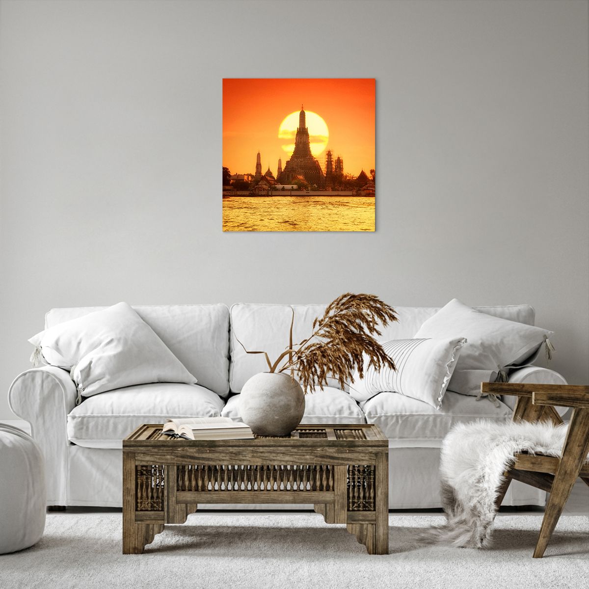 Bild auf Leinwand Bangkok, Bild auf Leinwand Tempel Der Morgenröte, Bild auf Leinwand Thailand, Bild auf Leinwand Sonne, Bild auf Leinwand Buddhismus