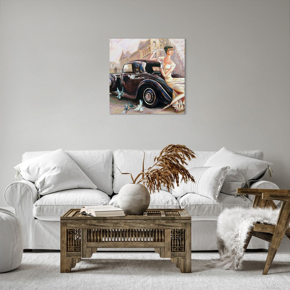 Bild auf Leinwand Retro-Auto, Bild auf Leinwand Frau, Bild auf Leinwand Palast, Bild auf Leinwand Automobil, Bild auf Leinwand Kunst