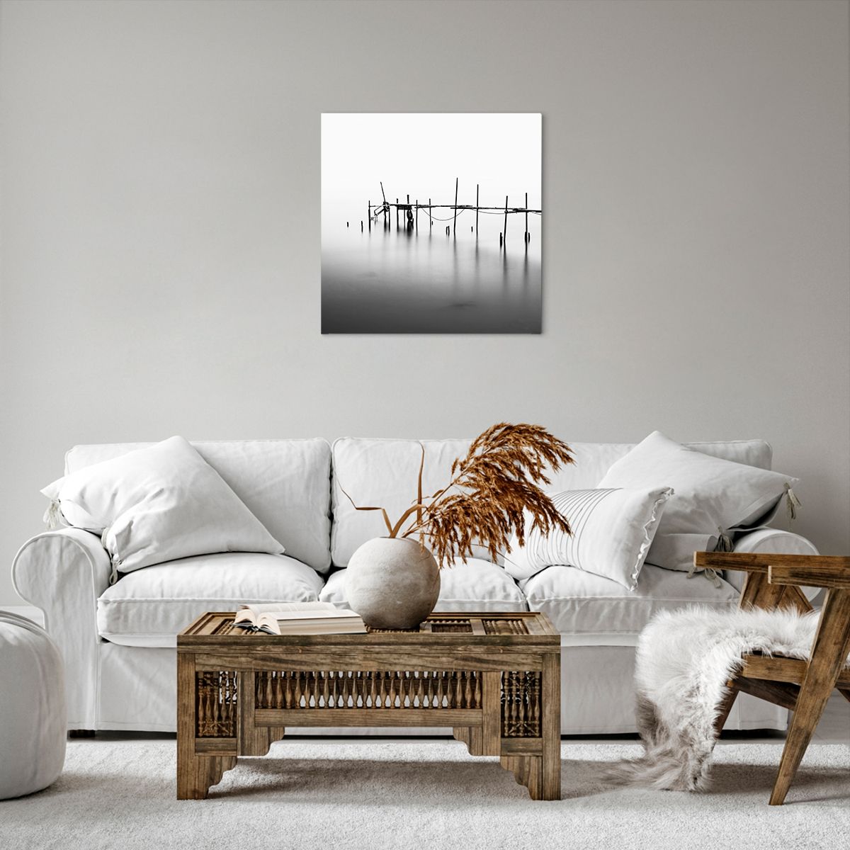 Bild auf Leinwand Landschaft, Bild auf Leinwand Holzbrücke, Bild auf Leinwand Schwarz Und Weiß, Bild auf Leinwand Meer, Bild auf Leinwand Nebel