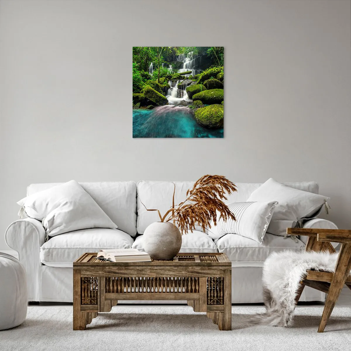 Quadro su tela - Stampe su Tela - Turchese, zaffiro e argento liquido - 50x50 cm