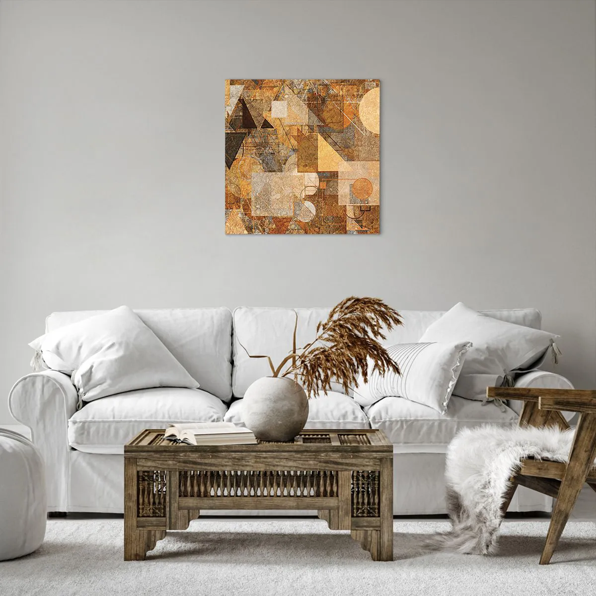 Lærredstryk - Billede på lærred - Kubistisk bronzeundersøgelse - 50x50 cm