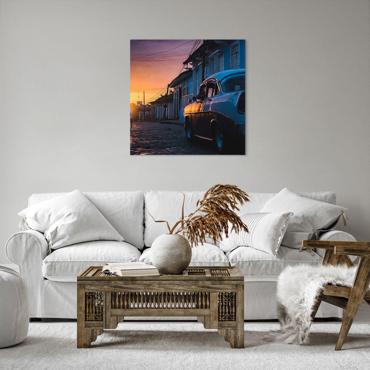 Bild auf Leinwand Retro-Auto, Bild auf Leinwand Die Architektur, Bild auf Leinwand Kuba, Bild auf Leinwand Reisen, Bild auf Leinwand Der Sonnenuntergang