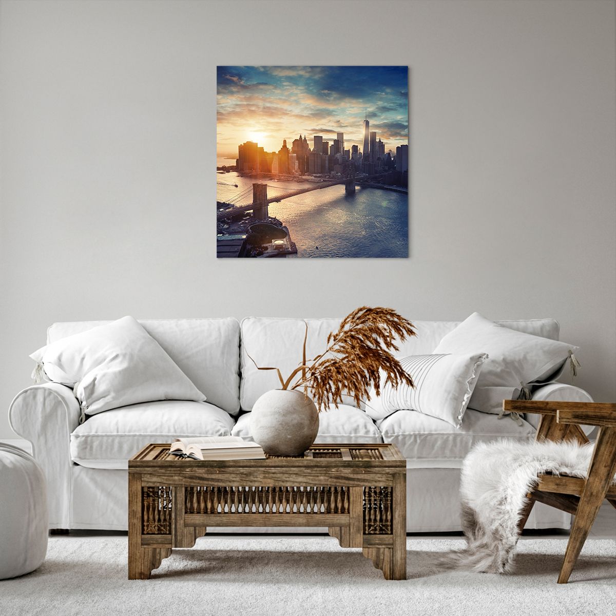 Bild auf Leinwand New York, Bild auf Leinwand Brooklyn Brücke, Bild auf Leinwand Die Architektur, Bild auf Leinwand Stadt, Bild auf Leinwand Der Sonnenuntergang