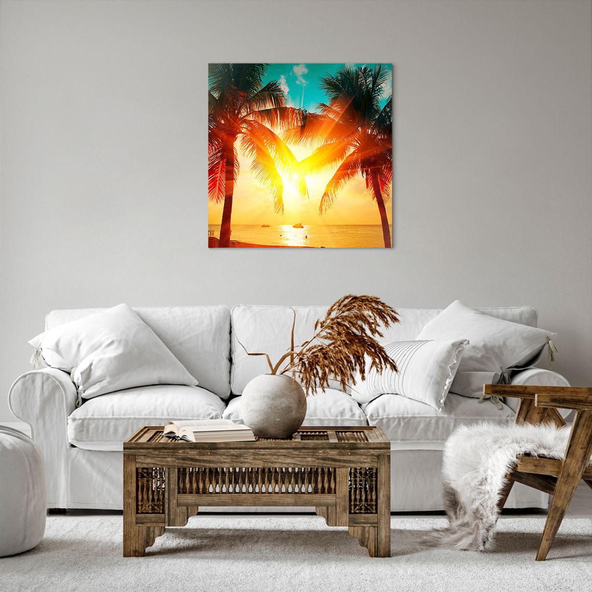 Quadro su tela Paesaggio, Quadro su tela Palma Da Cocco, Quadro su tela Spiaggia, Quadro su tela Mare, Quadro su tela Il Tramonto