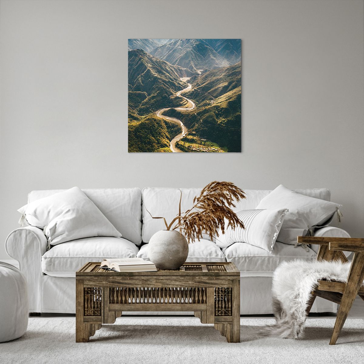 Bild auf Leinwand Berglandschaft, Bild auf Leinwand Bergstraße, Bild auf Leinwand Wald, Bild auf Leinwand Natur, Bild auf Leinwand Vogelperspektive