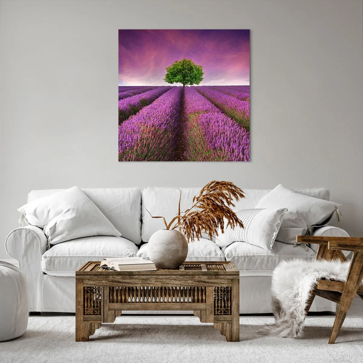 Impression sur toile - Image sur toile - Dans un champs de lavande - 70x70 cm