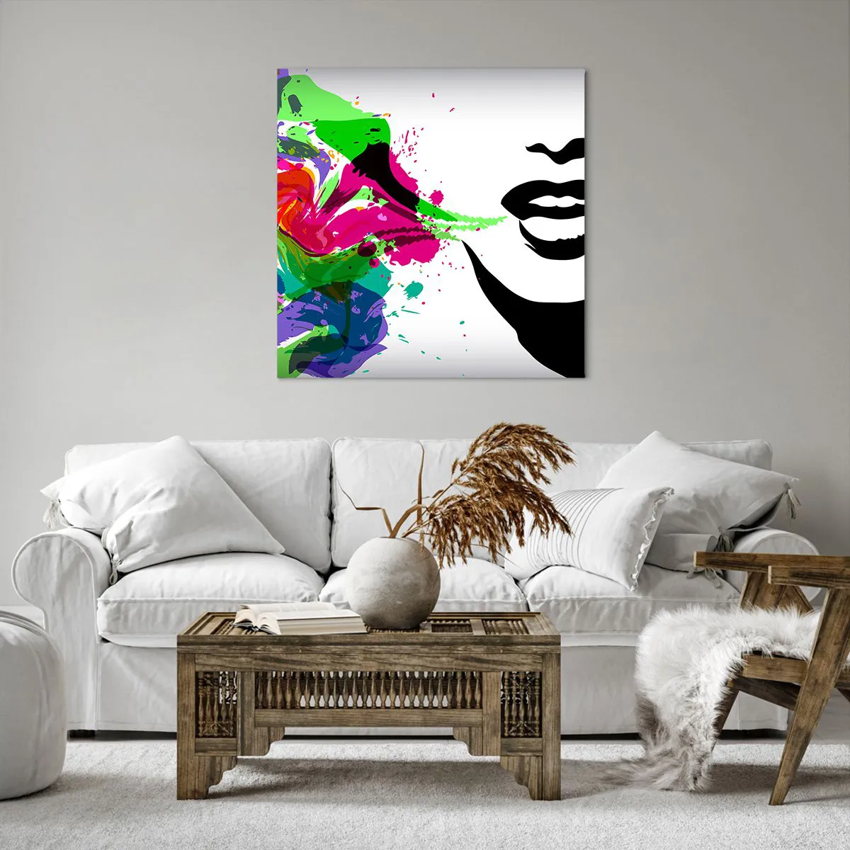 Cuadro sobre lienzo - Impresión de Imagen - Una historia con los colores del arco iris - 70x70 cm