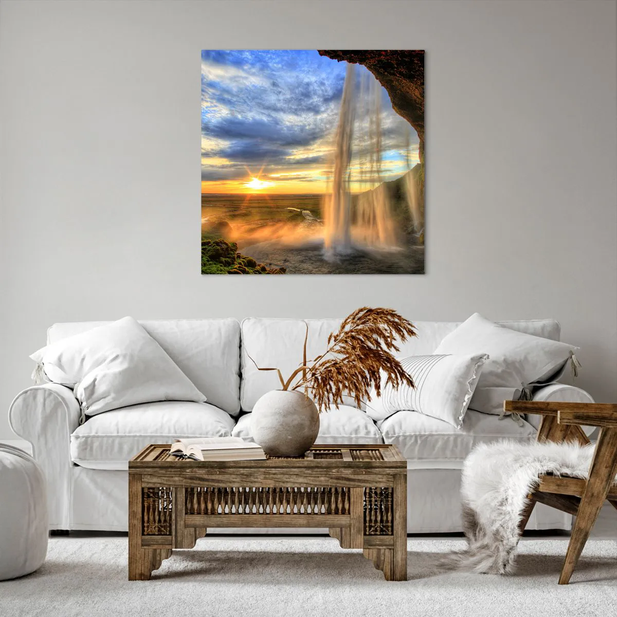 Impression sur toile - Image sur toile - Le monde derrière un voile de gouttes - 70x70 cm