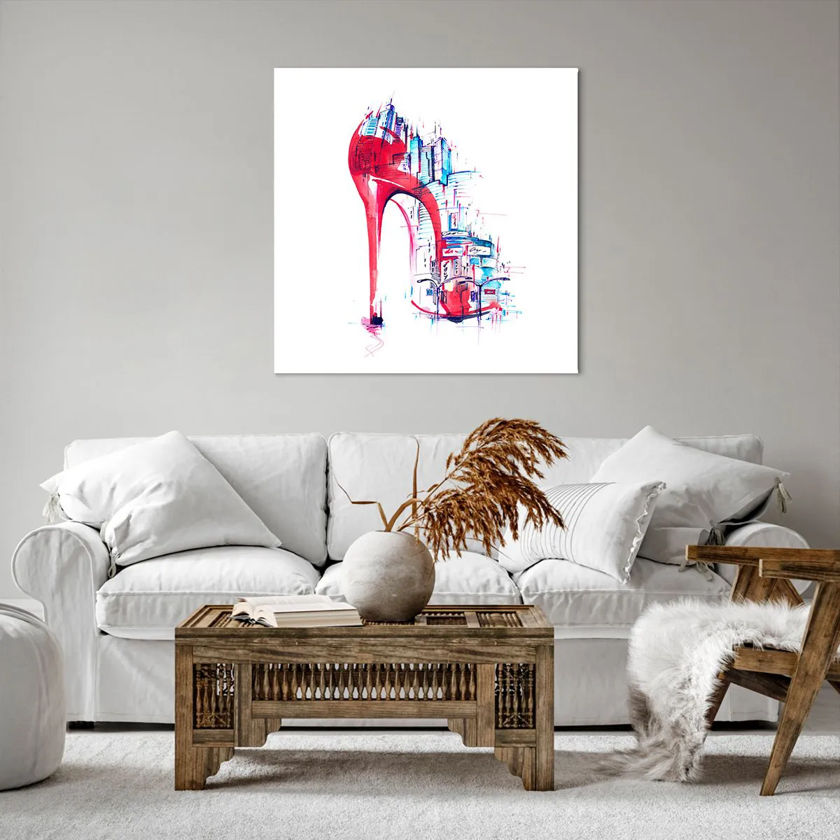 Lærredstryk - Billede på lærred - Elegant kvinde fra storbyen - 70x70 cm