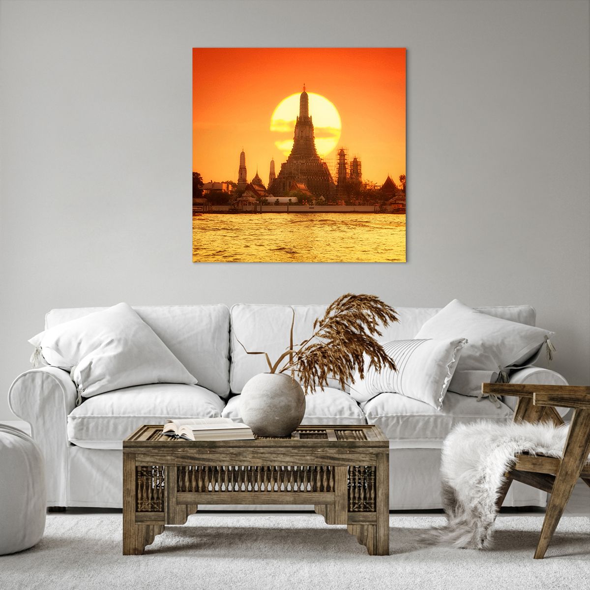 Cuadro sobre lienzo Bangkok, Cuadro sobre lienzo Templo Del Amanecer, Cuadro sobre lienzo Tailandia, Cuadro sobre lienzo Sol, Cuadro sobre lienzo Budismo