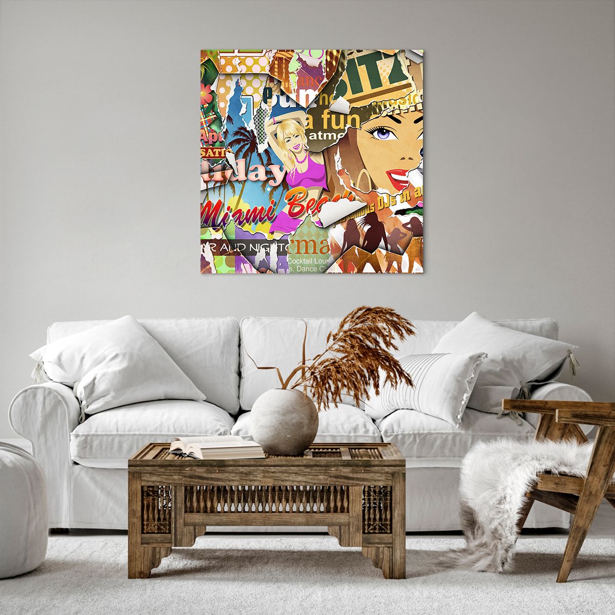 Quadro su tela 70x70 cm - Fantasia di foglie - Arttor - Negozio con  decorazioni da parete