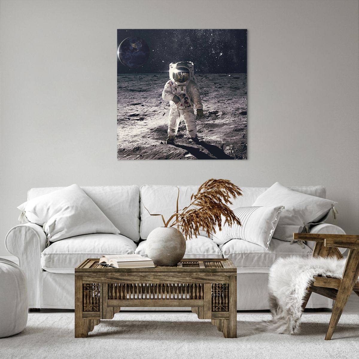 Billede på lærred Abstraktion, Billede på lærred Mand På Månen, Billede på lærred Astronaut, Billede på lærred Kosmos, Billede på lærred Måne