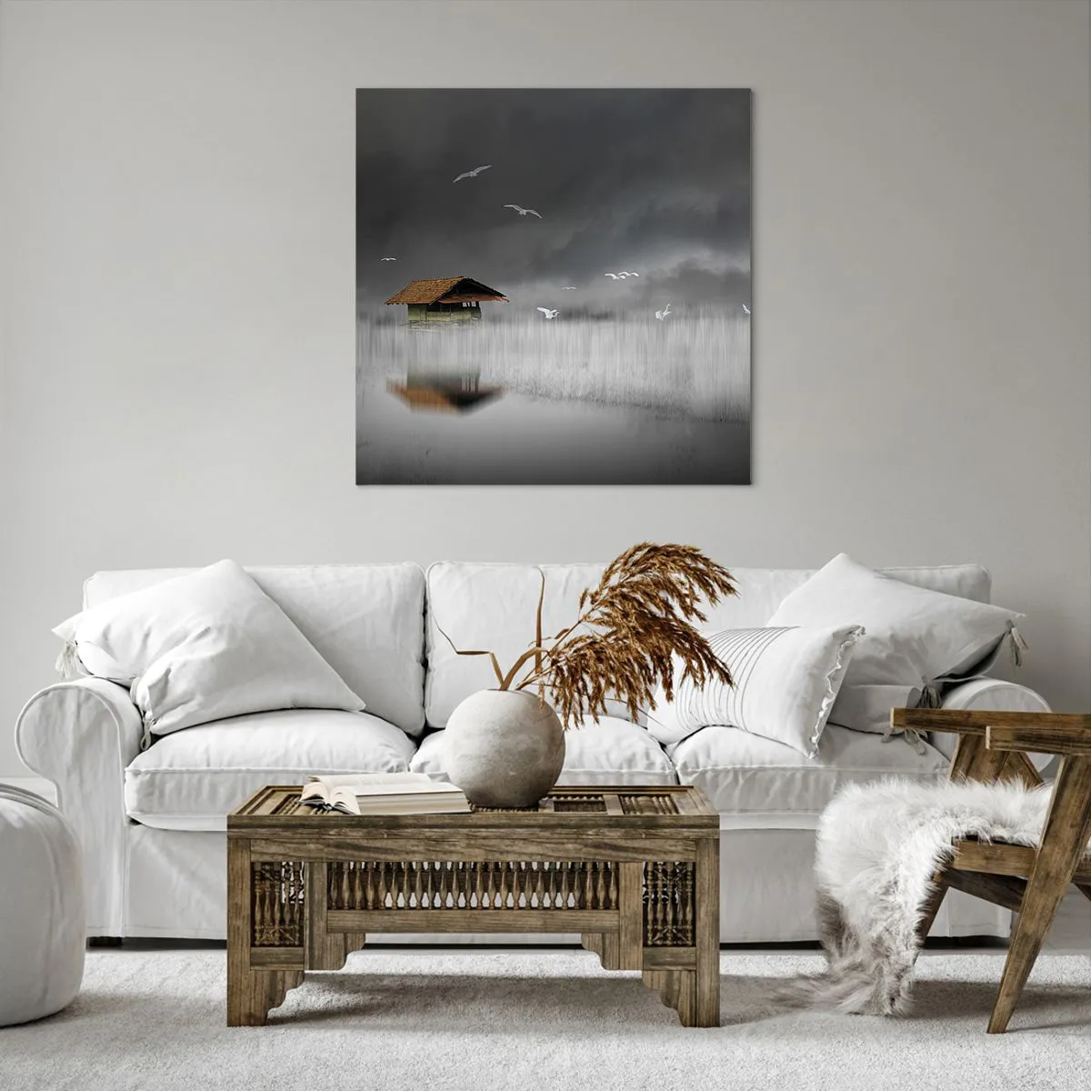 Obraz na płótnie - Schronienie przed deszczem - 70x70 cm