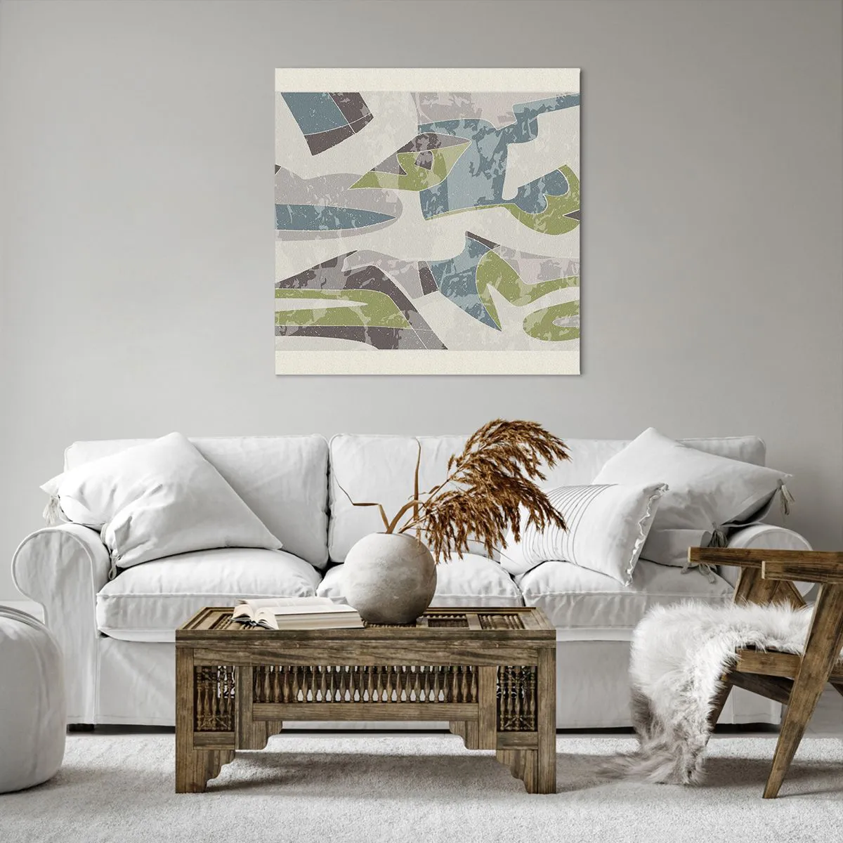 Lærredstryk - Billede på lærred - Komposition bag glas - 70x70 cm