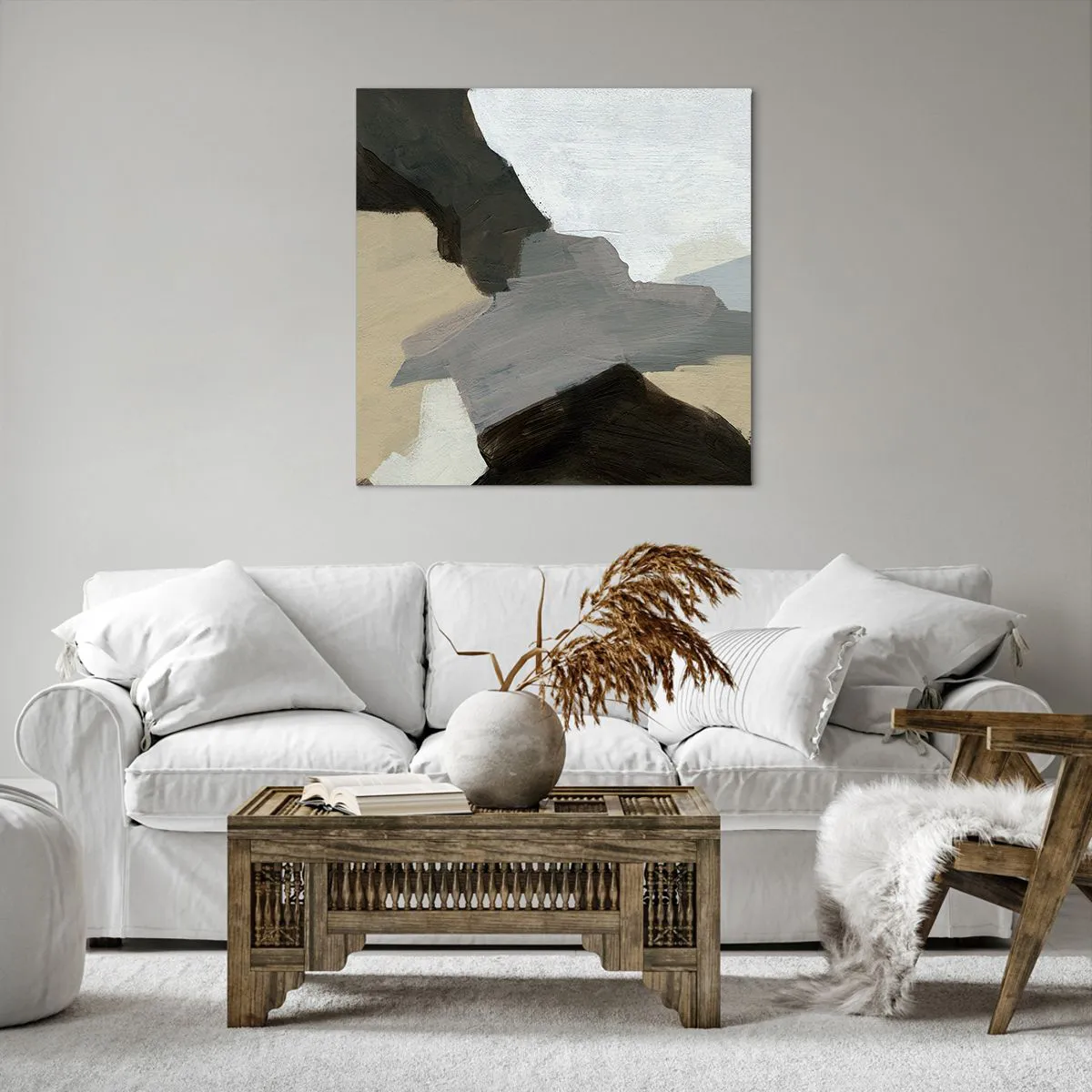 Impression sur toile - Image sur toile - Abstraction : le carrefour du gris - 70x70 cm