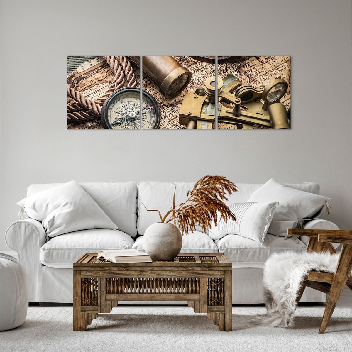 Impression sur toile Marin, Impression sur toile Carte Du Monde, Impression sur toile Boussole, Impression sur toile Télescope, Impression sur toile Ancien
