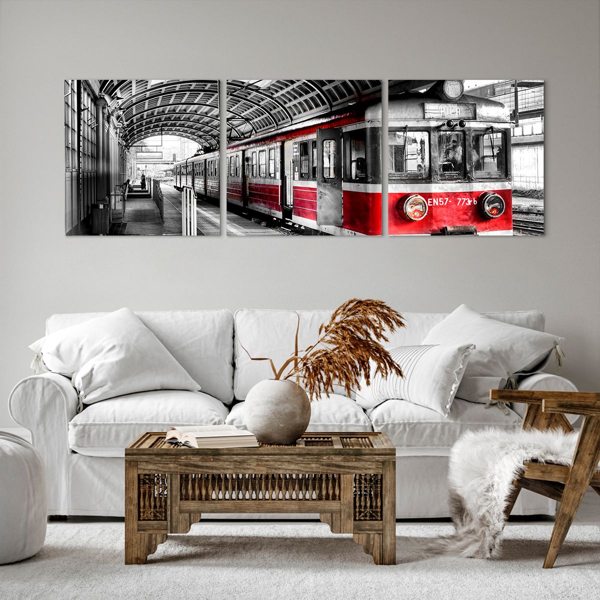 Bild auf Leinwand Personenzug, Bild auf Leinwand Bahnhof, Bild auf Leinwand Plattform, Bild auf Leinwand Lokomotive, Bild auf Leinwand Schwarz Und Weiß