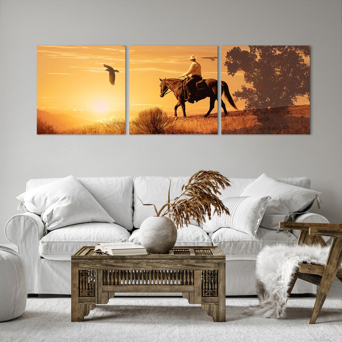 Obrazy na płótnie Koń, Obrazy na płótnie Kowboj, Obrazy na płótnie Krajobraz, Obrazy na płótnie Ptaki, Obrazy na płótnie Zachód Słońca