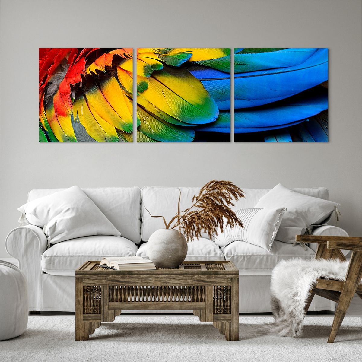 Impression sur toile Plumes Colorées, Impression sur toile Plumes De Perroquet, Impression sur toile Animaux, Impression sur toile Belles Couleurs, Impression sur toile Art