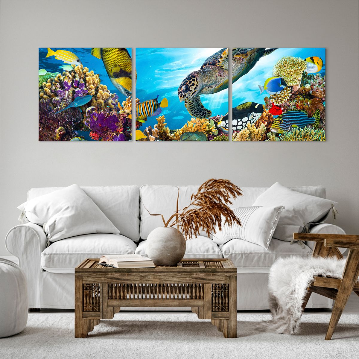 Obrazy na płótnie Rafa Koralowa, Obrazy na płótnie Morze, Obrazy na płótnie Podwodny Świat, Obrazy na płótnie Żółw, Obrazy na płótnie Ryby