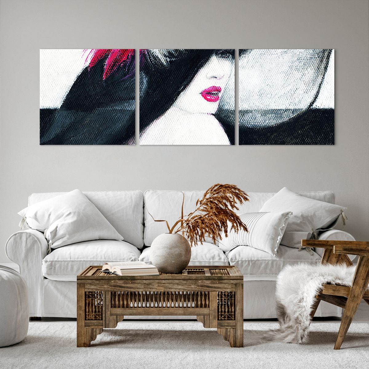 Quadro su tela Donna Con Cappello, Quadro su tela Volto Di Donna, Quadro su tela Labbra Rosse, Quadro su tela Arte, Quadro su tela Arte Moderna
