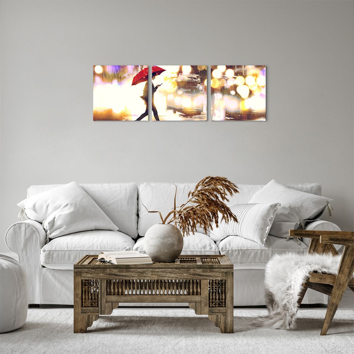 Quadro su tela Città, Quadro su tela Camminare Sotto La Pioggia, Quadro su tela Ombrello, Quadro su tela Arte, Quadro su tela Macchine