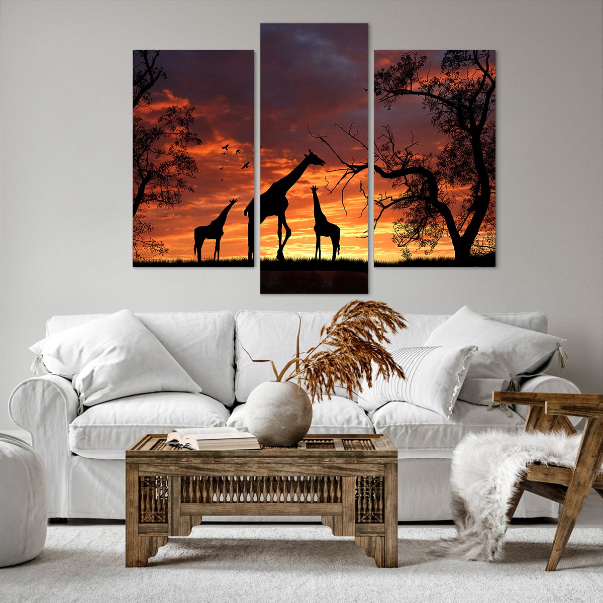 Impression sur toile Animaux, Impression sur toile Girafe, Impression sur toile Afrique, Impression sur toile La Nature, Impression sur toile Le Coucher Du Soleil