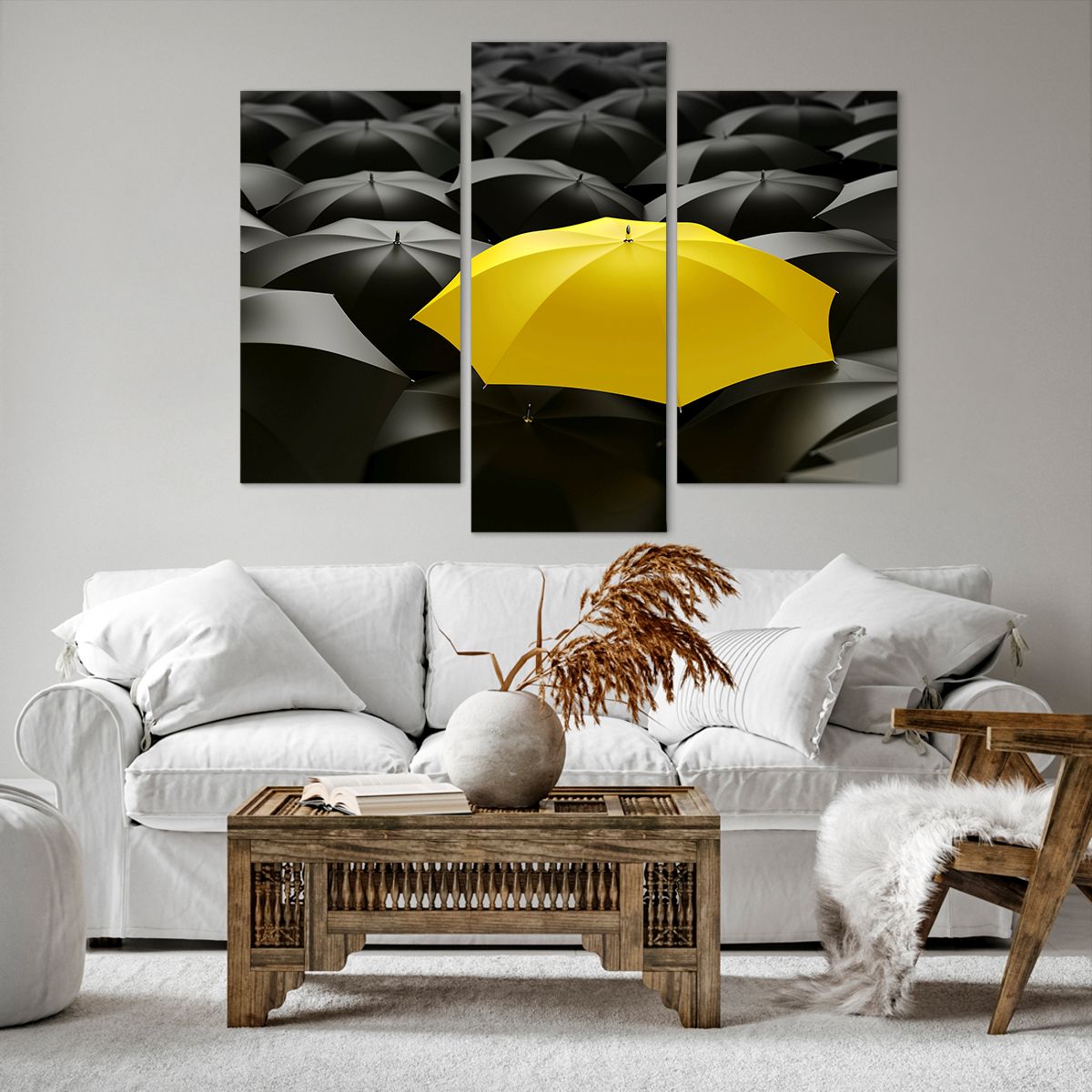Bild auf Leinwand Gelbe Regenschirme, Bild auf Leinwand Grafik, Bild auf Leinwand Konzept, Bild auf Leinwand Abstraktion, Bild auf Leinwand Illustration
