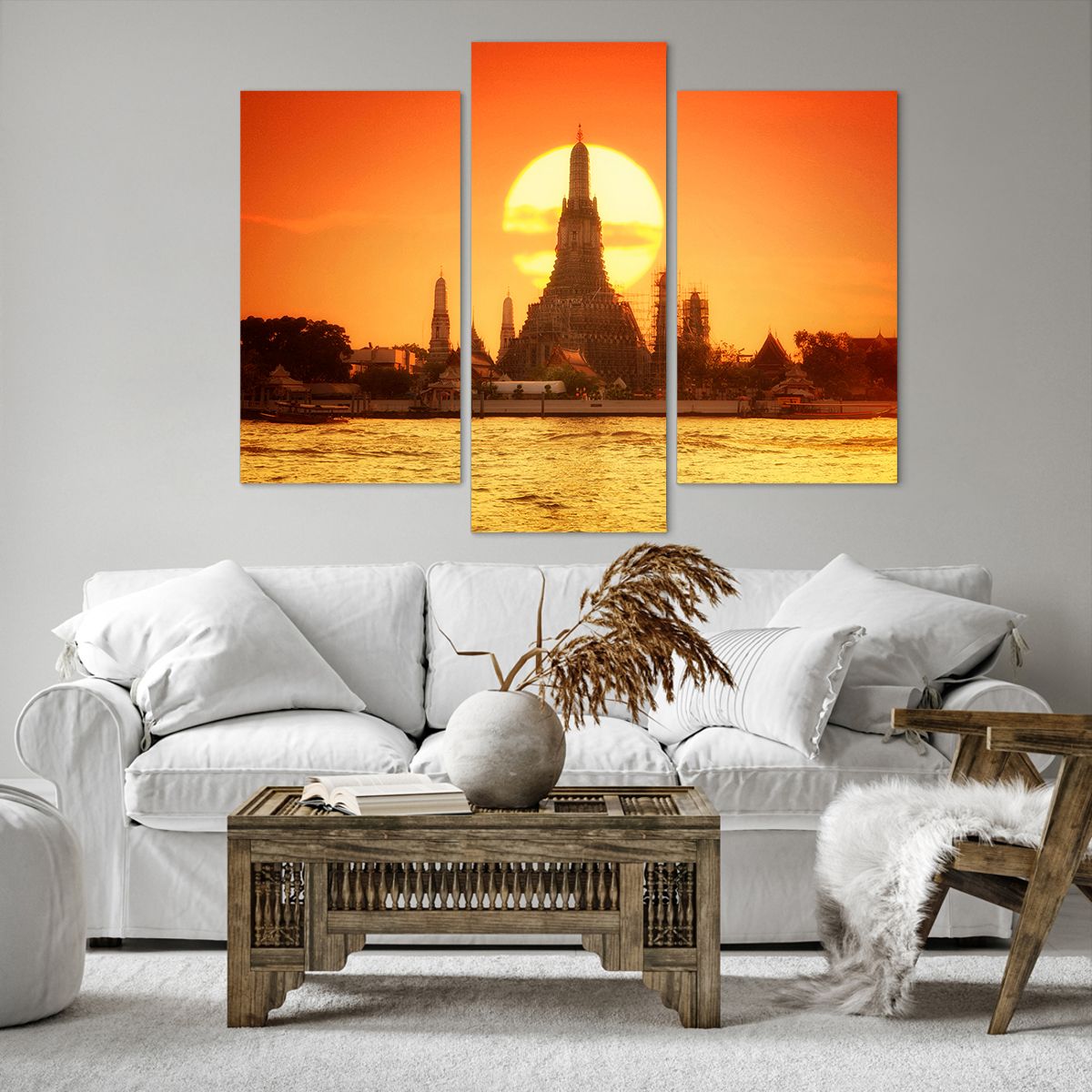 Cuadro sobre lienzo Bangkok, Cuadro sobre lienzo Templo Del Amanecer, Cuadro sobre lienzo Tailandia, Cuadro sobre lienzo Sol, Cuadro sobre lienzo Budismo