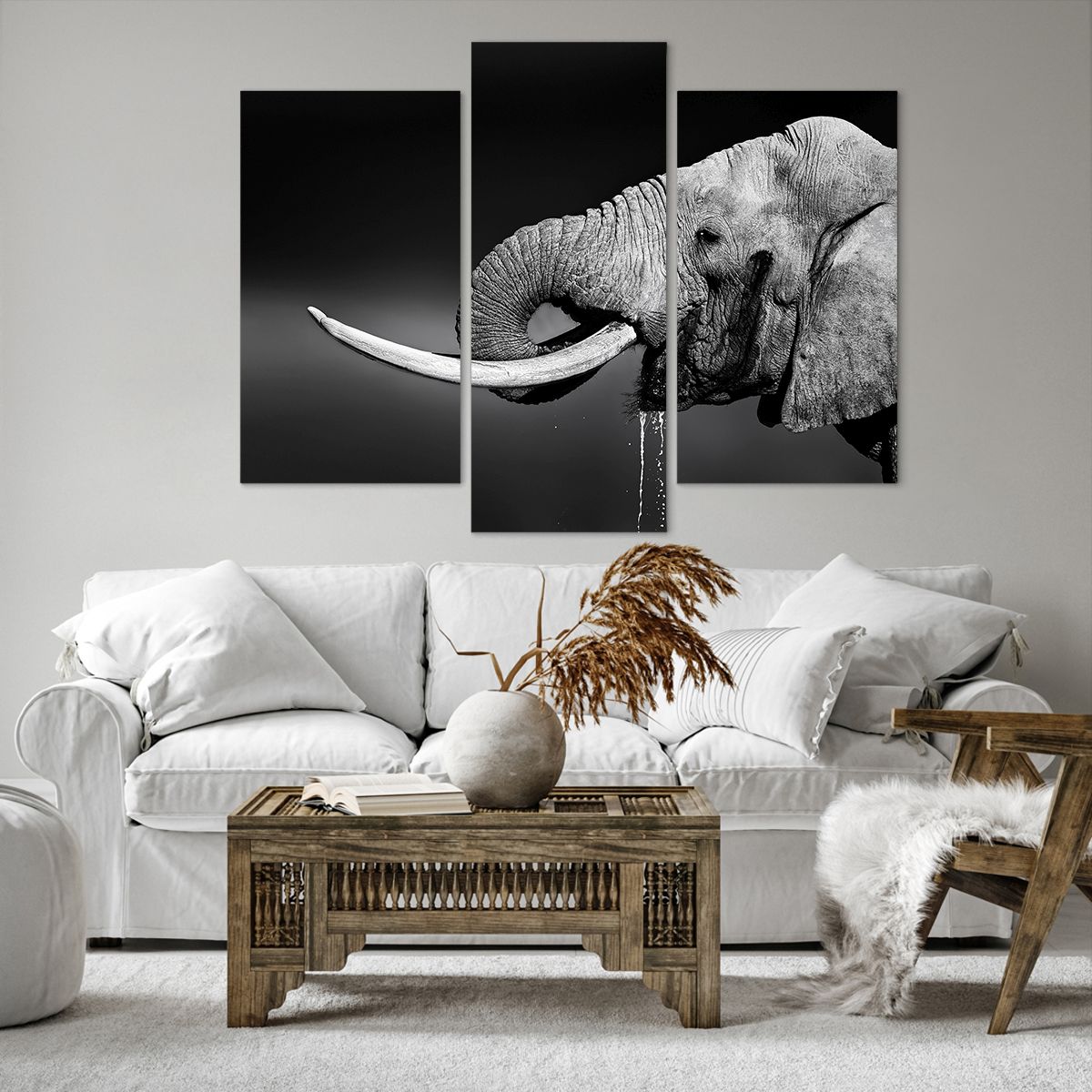 Obrazy na płótnie Zwierzęta, Obrazy na płótnie Słoń, Obrazy na płótnie Afryka, Obrazy na płótnie Natura, Obrazy na płótnie Czarno-Biały