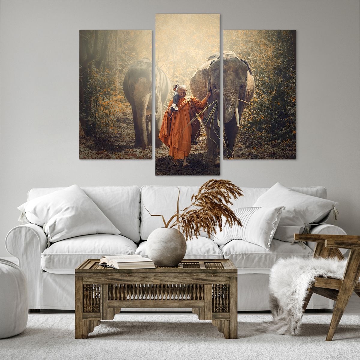 Obrazy na płótnie Azja, Obrazy na płótnie Słoń, Obrazy na płótnie Mnich, Obrazy na płótnie Dżungla, Obrazy na płótnie Buddyzm