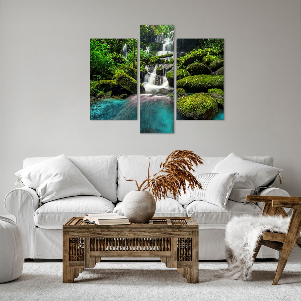 Bild auf Leinwand Landschaft, Bild auf Leinwand Wasserfall, Bild auf Leinwand Gebirgsbach, Bild auf Leinwand Wald, Bild auf Leinwand Natur