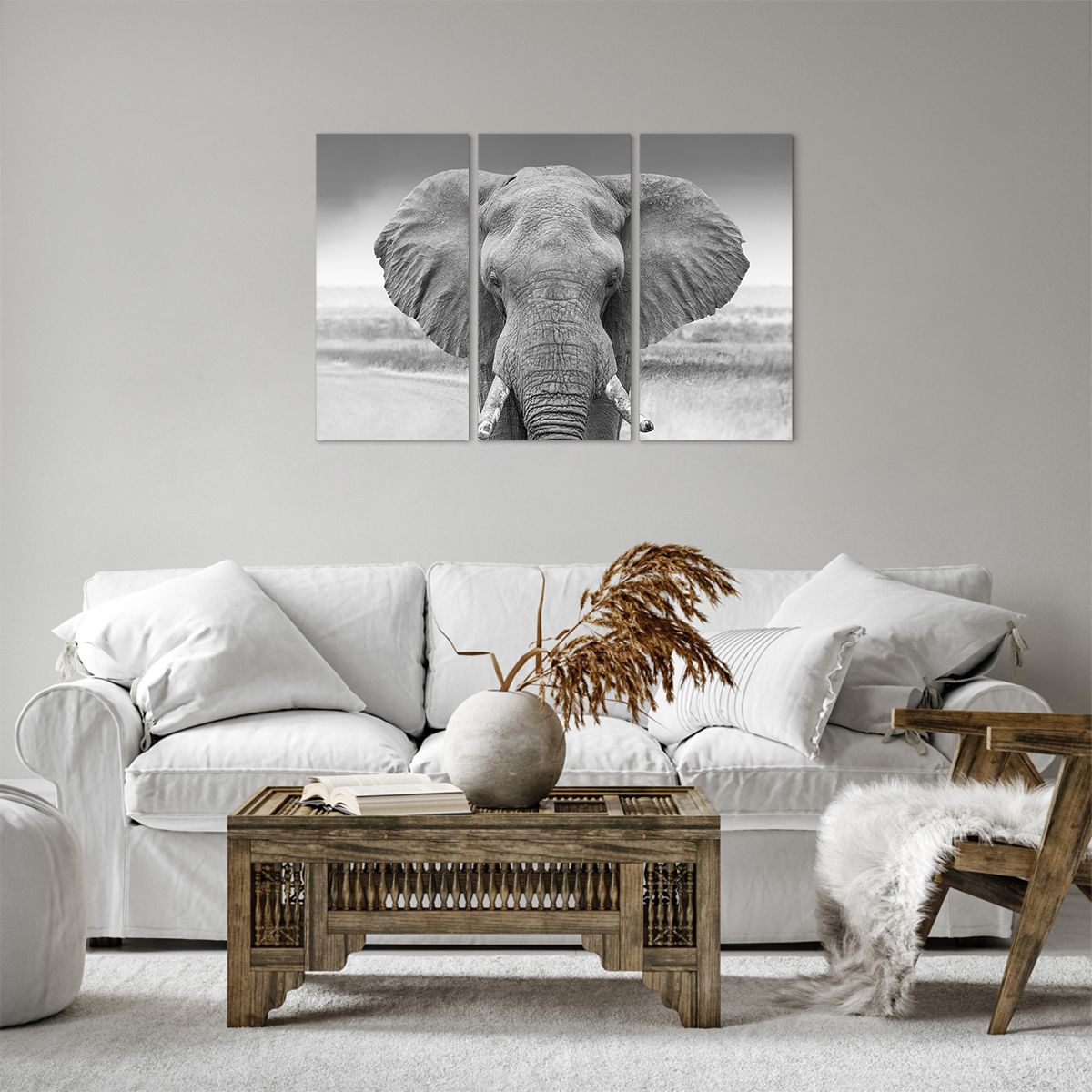 Bild auf Leinwand Elefant, Bild auf Leinwand Afrika, Bild auf Leinwand Tiere, Bild auf Leinwand Natur, Bild auf Leinwand Schwarz Und Weiß