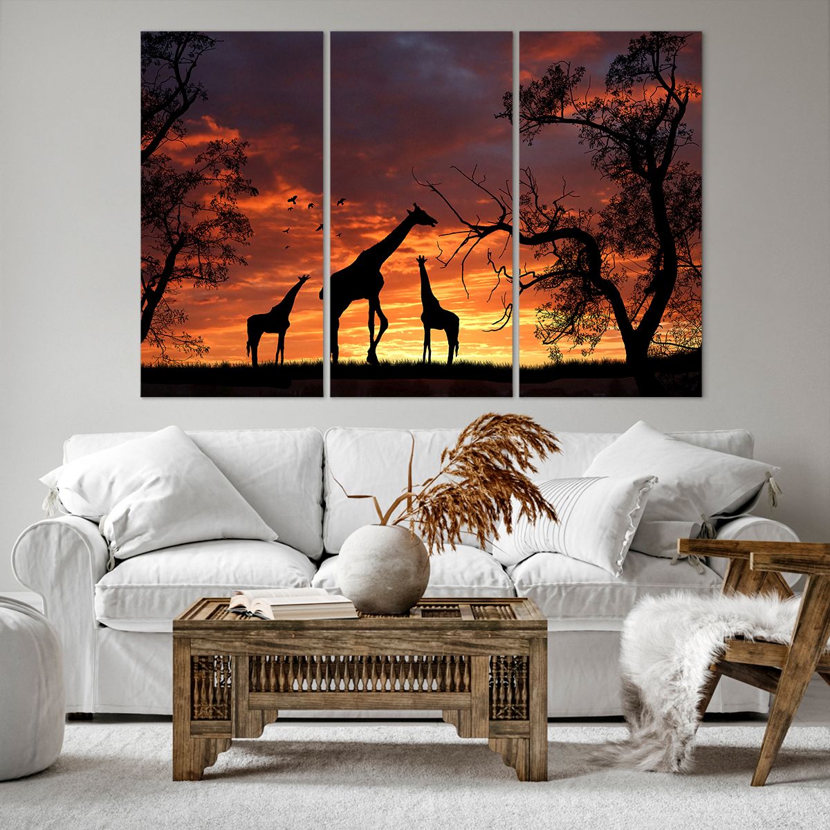 Impression sur toile Animaux, Impression sur toile Girafe, Impression sur toile Afrique, Impression sur toile La Nature, Impression sur toile Le Coucher Du Soleil